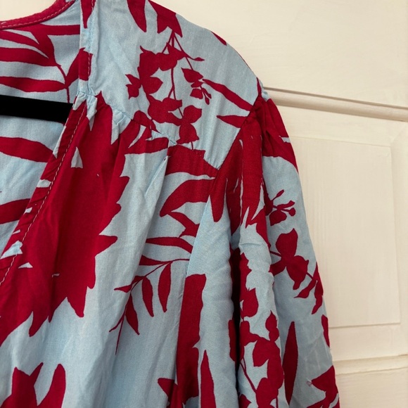 Abel the Label Floral Printed Smocked Waist High Low Midi Maxi Dress Size Medium - Picture 7 of 15